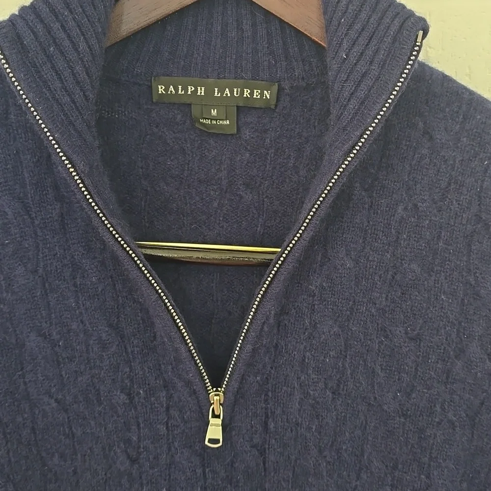 RALPH LAUREN B Label Knitted Cashmere Sweater Navy Blue Size M - Picture 3 of 13